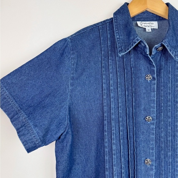 Samantha Edwards Vintage Denim Pin Tuck Blouse - Picture 3 of 8